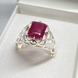 Ruby Ring, Handmade Men&#39;s Ring, Turkish Handmade Men&#39;s Ring, Ottoman Men&#39;s Ring, Men&#39;s Jewelry, Gift for Him, 925k Sterling Silver Ring