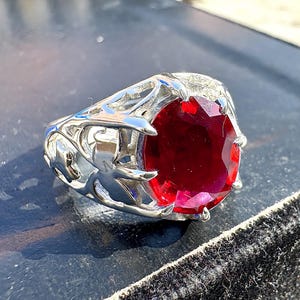 925 Silver Ring Men Silver Sword Ruby Gemstone Ring, Mens Red Ruby Stone Ring, Sword Mens Ring, Perfect Men Gift, Gift For Men,