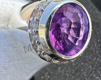 Handgemachte Sterling Silber Amethyst Ring | Art Deco Edelsteinschmuck