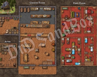 The Long Tabled Inn, Dnd Tavern Map, D&D Inn Map, Dungeons and Dragons ...