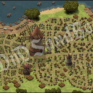 Gemstaden City Map - DnD Digital Town Map - Roll20 Dungeons and Dragons Map