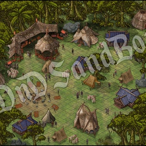 Outcast Jungle Camp - DnD Digital Map - Roll20 Dungeons and Dragons TTRPG Battle Map