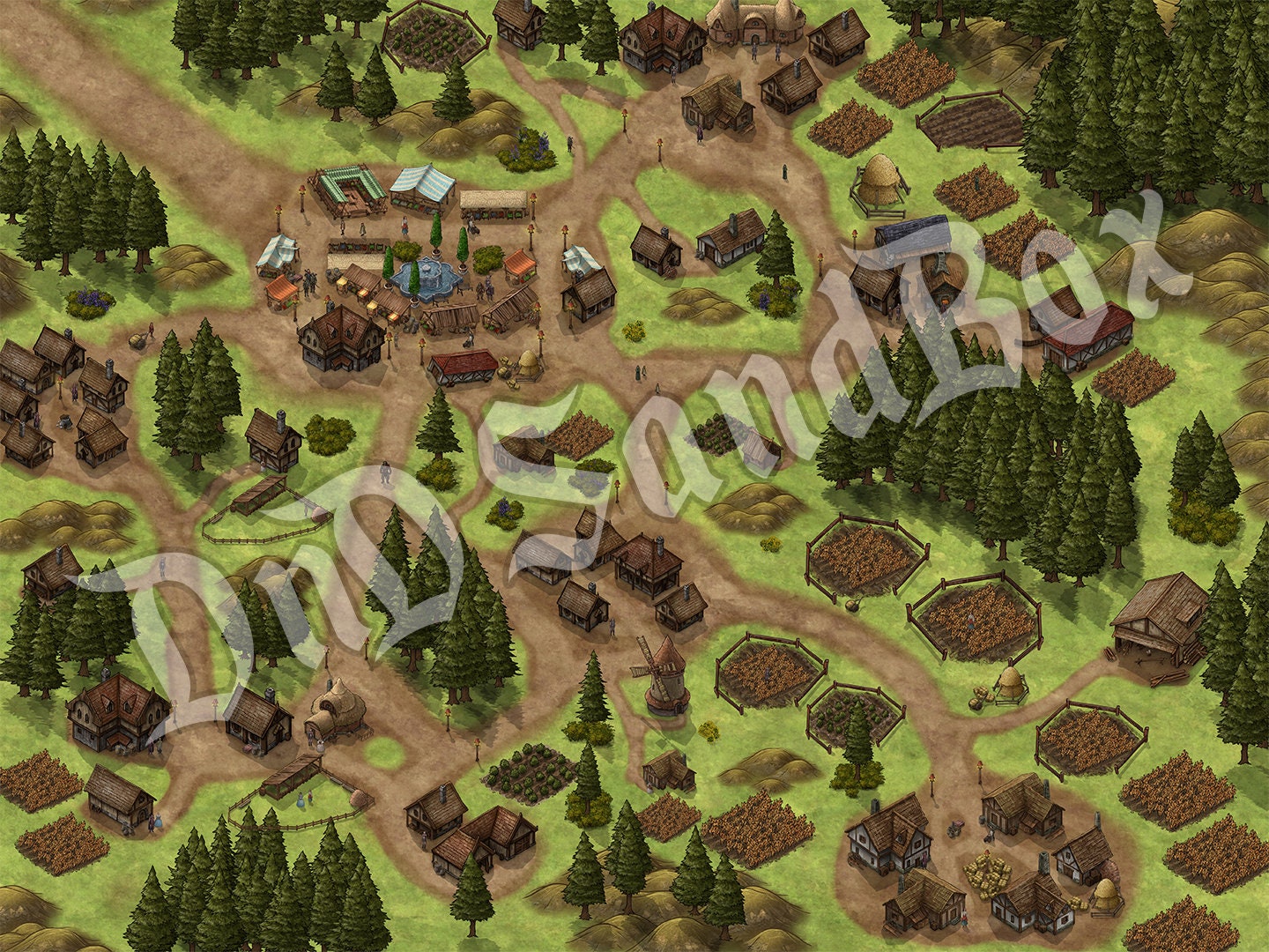 A Peaceful Farming Town Map Dnd Digitial Map Etsy