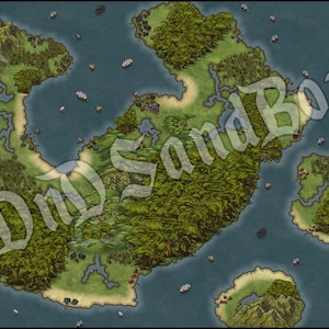 Vicastic Islands World Map - DnD Digital Map - Roll20 Dungeons and Dragons TTRPG World Map