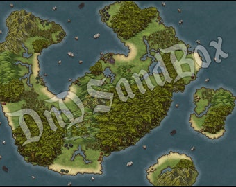 Vicastic Islands World Map - DnD Digital Map - Roll20 Dungeons and Dragons TTRPG World Map