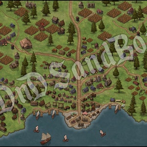 Corlax Town Map - DnD Digital Map - Dungeons and Dragons Roll20 Map