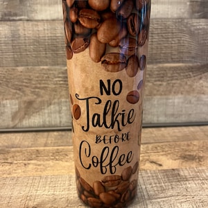 Adorable 20 oz Coffee Gnome Tumbler -No Talkie Until Coffee