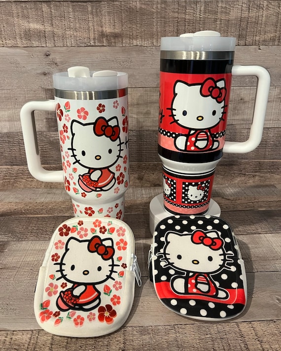 Pink Hello Kitty 40 Oz Quencher Tumbler. Choose Hot Pink and Polka