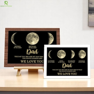 Custom Moon Phase Frame, Personalized Moon Gift for Dad, The Day You Were Born Moon Phase Art, Father&#39;s Day Keepsake, Unique Gift for Him