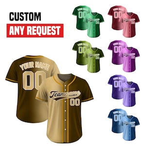 Custom Gradient Baseball Jersey, Personalized Team Name & Number Shirt, Softball Jersey for Adults and Kids, Gift for Baseball Fans