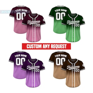 Gradient Custom Baseball Jersey, Personalized Team Name & Number Shirt, Gift for Baseball Fans Men Women Kids, Personalized Sports Shirt