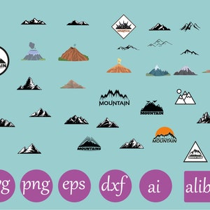 Mountain svg bundle hand drawn | geometric mountain svg | camping outdoors adventure svg | mountain silhouette svg png | landscape svg