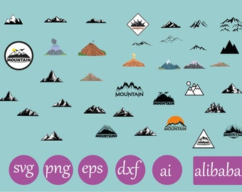 Mountain svg bundle hand drawn | geometric mountain svg | camping outdoors adventure svg | mountain silhouette svg png | landscape svg