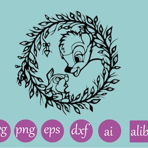 bambi svg, bambi cut file, cartoon svg, bambi silhouette, thumper svg, friends svg, silhouette, cut file, svg files for cricut