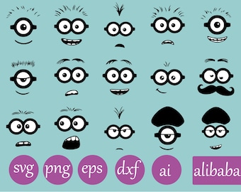 Minions Eyes Svg, Minions digital file, Minion face Svg , Cut Files for Cricut, Png
