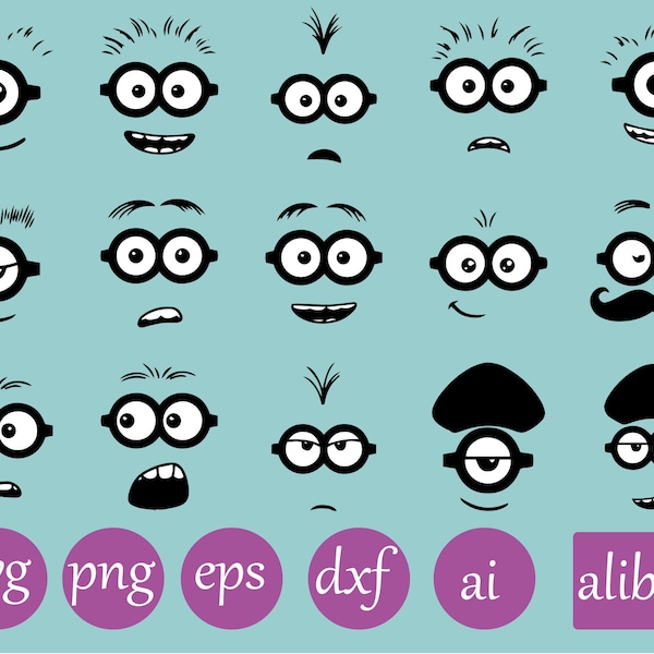 Minions Eyes Svg, Minions digital file, Minion face Svg , Cut Files for Cricut, Png