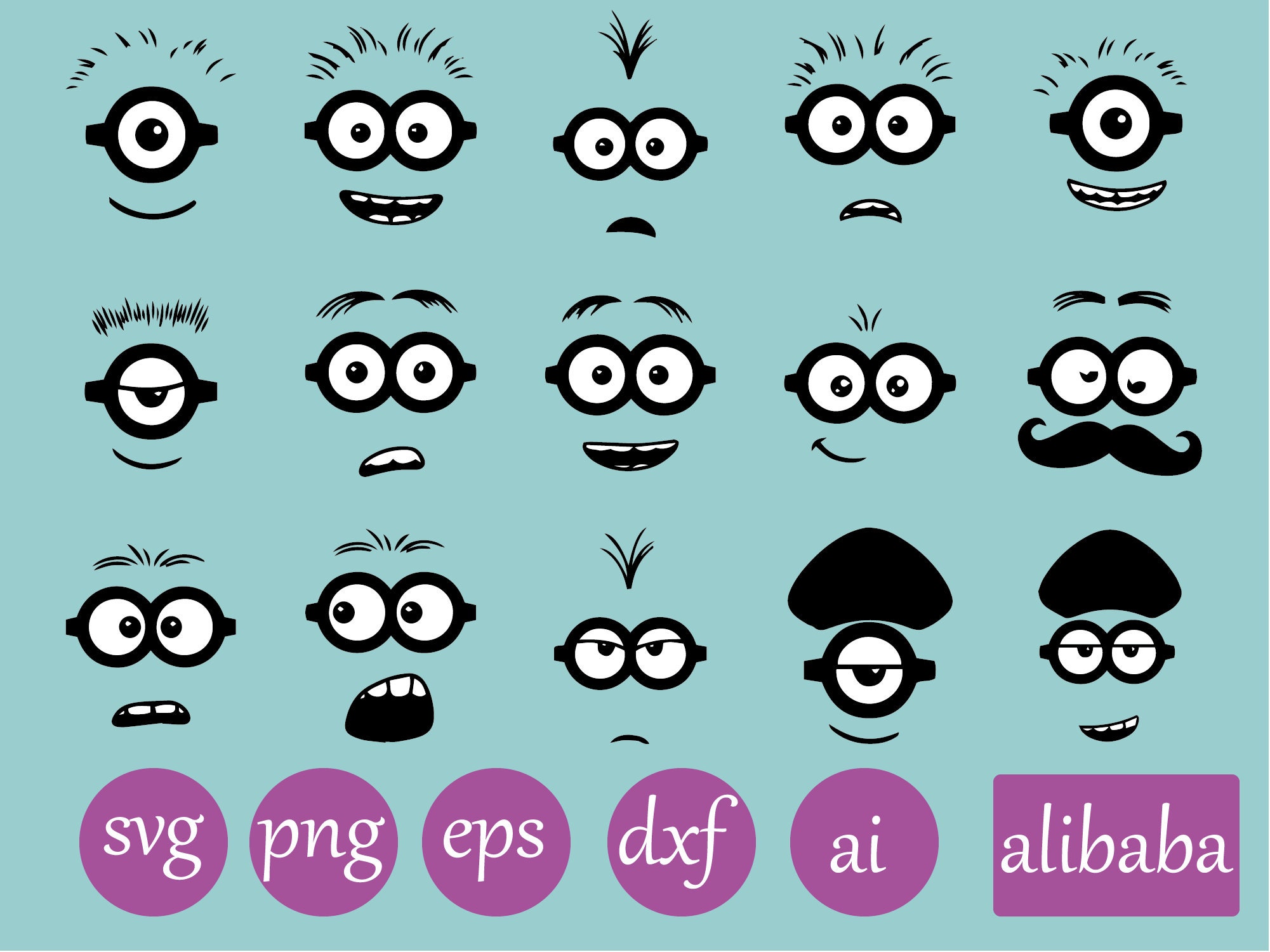 Minions Eyes Svg, Minions Digital File, Minion Face Svg , Cut Files for