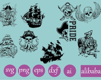 Pirate Svg Bundle | Pirate Skull Svg | Skull Svg | Pirate SVG | Pirate Clipart | Pirate Cut Files For Silhouette | Pirate Vector | Png Dxf