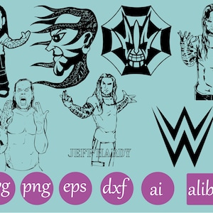 jeff hardy silhouette WWE Bundle SVG PNG| Clipart | Cricut Bundle| Digital Prints Instant Download