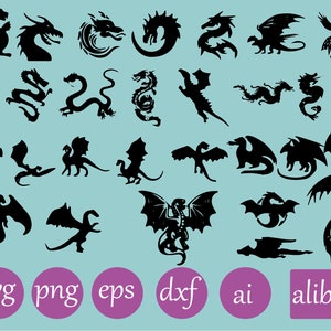 Dragon SVG, Tribal Dragon SVG, Dragon Tattoo svg, Dragon Silhouette, Dragon Vector, Dragon Clipart, Cut File Cricut, Silhouette