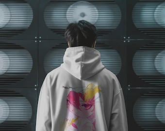 Sudadera unisex de cuello redondo con diseño artístico, estilo urbano anime, moda otaku, sudadera estampada, ideal para uso diario, regalo para amantes del anime.