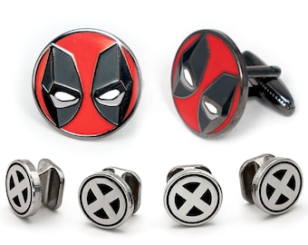 Deadpool Cufflinks, X-Men Button Studs, Superhero Jewelry Gift