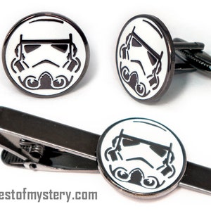 Star Wars Cufflinks, Stormtrooper Tie Clip, Sith Men's Jewelry, Tie Bar Tack Groomsmen Wedding Gift, Grooms Best Man Gifts