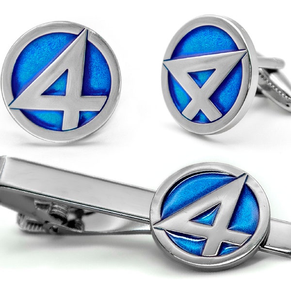 Fantastic Four Cufflinks, Avengers Tie Clip, Marvel Men's Jewelry, Dr Doom Tie Bar Tack Groomsmen Wedding Gift, Grooms Best Man Gifts