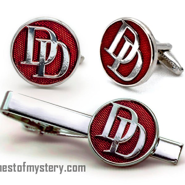 Gemelos de Daredevil, juego de pasador de corbata, regalos de Marvel para padrinos de boda