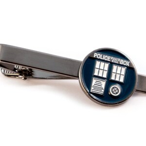 Manchetknopen en dasspeld met Tardis-motief, Doctor Who-sieraden Tie Clip