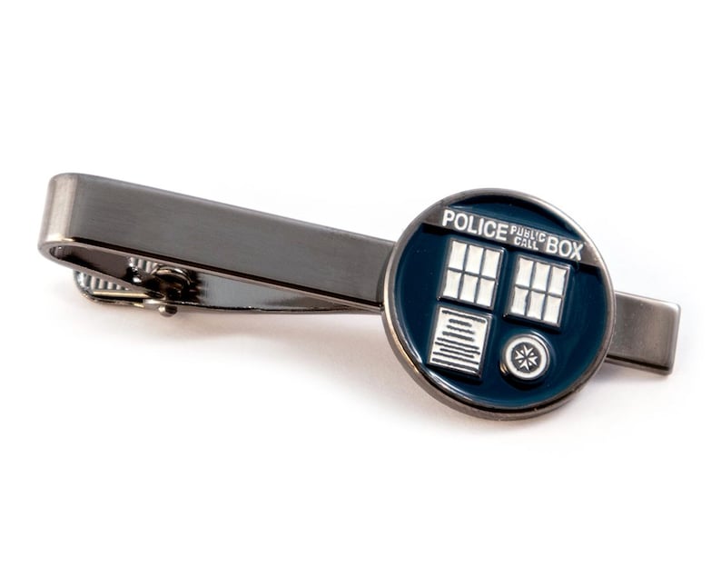 Manchetknopen en dasspeld met Tardis-motief, Doctor Who-sieraden Tie Clip