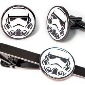 Star Wars Stormtrooper Cufflinks and Tie Clip Set, Groomsmen Gifts