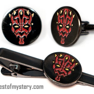 Star Wars Cufflinks, Darth Maul Tie Clip, Sith Men&#39;s Jewelry, Tie Bar Tack Groomsmen Wedding Gift, Grooms Best Man Gifts