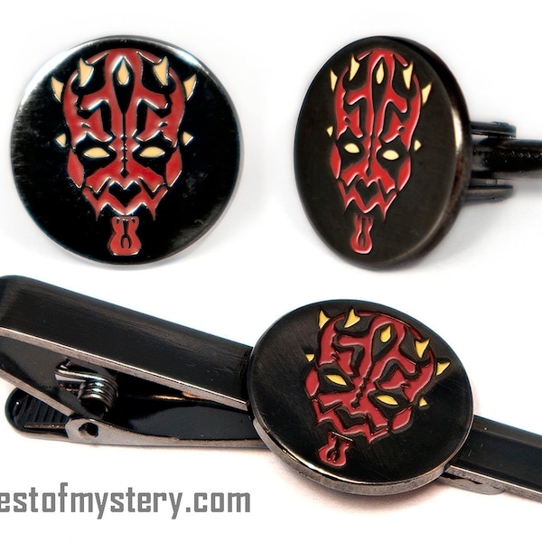 Star Wars Cufflinks, Darth Maul Tie Clip, Sith Men's Jewelry, Tie Bar Tack Groomsmen Wedding Gift, Grooms Best Man Gifts