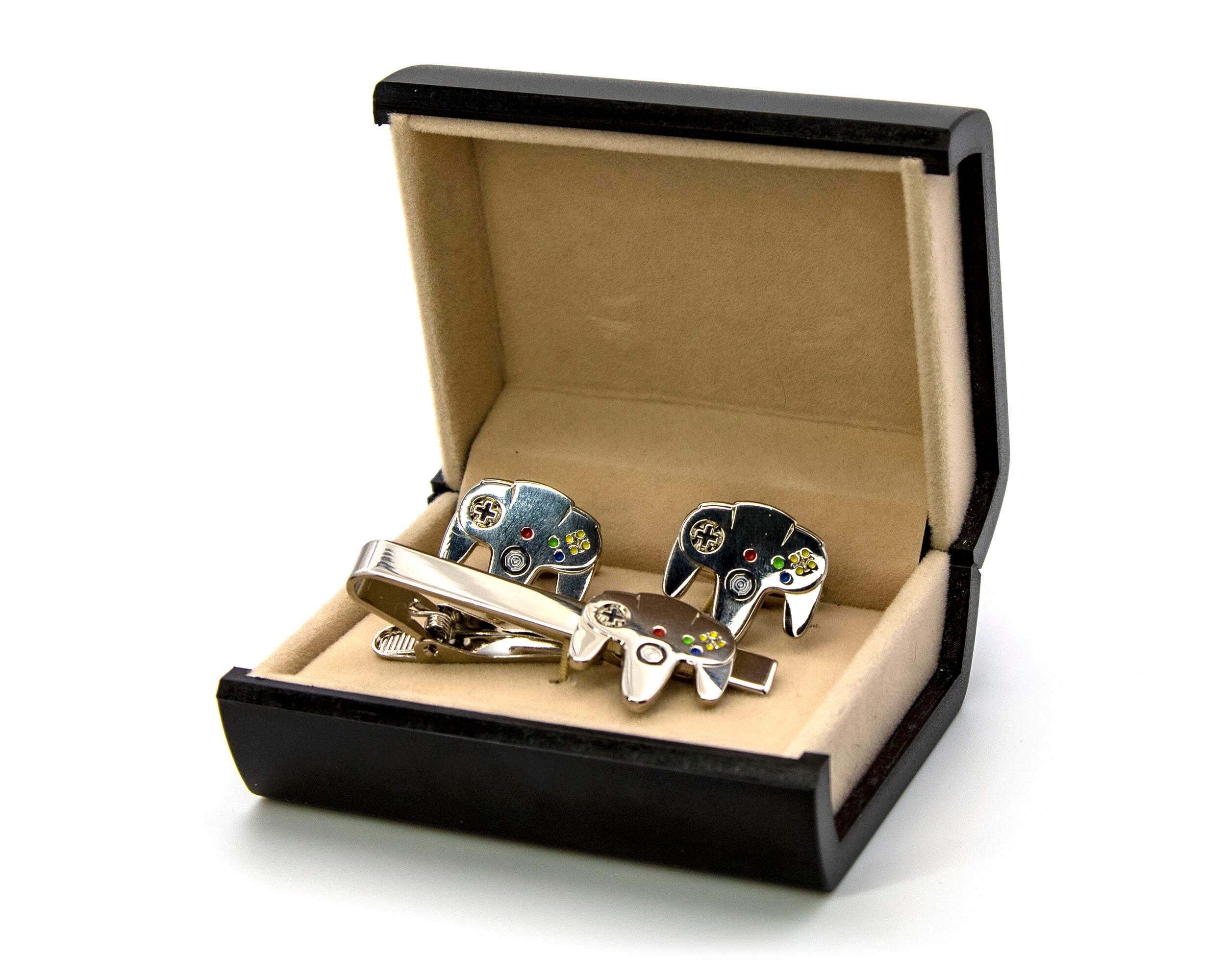 N64 Controller Cufflinks, Nintendo Tie Clip, NES Men's N64 Controller Cufflinks, Nintendo Tie Clip, NES Men's