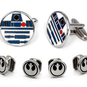 Star Wars Tuxedo Studs, R2-D2 Droid Cufflinks, Jedi Men&#39;s Jewelry Buttons, R2D2 Groomsmen Wedding Gift, Grooms Best Man Gifts