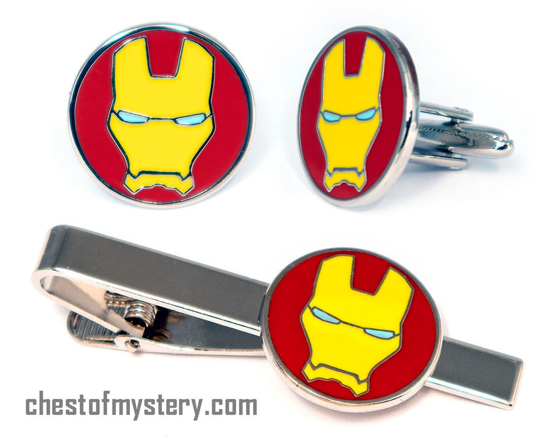 Marvel Spiderman Cuff Links & Tie Clip – Avengers Comic Wedding Jewelry Set