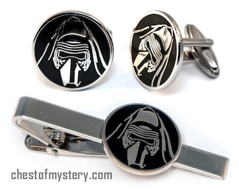 Star Wars Cufflinks, Kylo Ren Tie Clip, Darth Sith Men's Jewelry, Tie Bar Tack Groomsmen Wedding Gift, Grooms Best Man Gifts