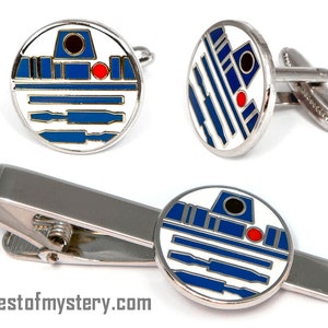 Star Wars Cufflinks, R2-D2 R2D2 Tie Clip, Droid Men&#39;s Jewelry, Tie Bar Tack Groomsmen Wedding Gift, Grooms Best Man Gifts