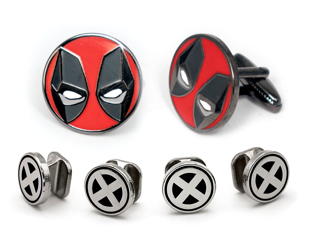 Deadpool Button Studs, Xmen Cufflinks, Marvel Men's Jewelry, Xmen Tie