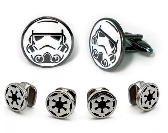 Star Wars Tuxedo Studs, Stormtrooper Cufflinks, Sith Men&#39;s Jewelry Buttons, Groomsmen Wedding Gift, Grooms Best Man Gifts