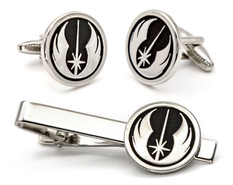 Boutons de manchette Star Wars, pince à cravate de l'ordre Jedi, bijoux mandaloriens pour homme, pince à cravate rebelle cadeau de mariage pour garçon d'honneur, cadeaux pour homme d'honneur