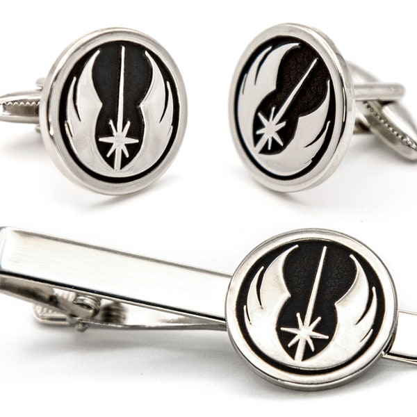 Boutons de manchette Star Wars, pince à cravate de l'ordre Jedi, bijoux mandaloriens pour homme, pince à cravate rebelle cadeau de mariage pour garçon d'honneur, cadeaux pour homme d'honneur