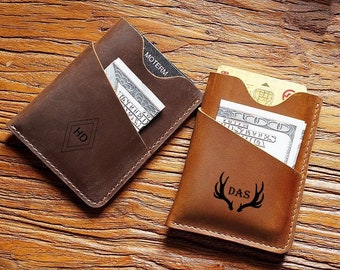 Personalized Leather Card Holder Wallet, Groomsmen Gift