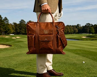 Personalized Leather Garment Bag, Water Proof Carry On Garment Bag for Business Travel, Leather Men Suit Cover, Best Man Gift for Him