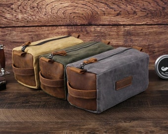 Personalized Canvas Toiletry Bag, Dopp Kit Bag, Groomsmen Gift Bag