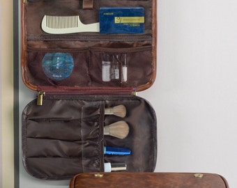 Personalized Hanging Travel Toiletry Bag, Bathroom Cosmetic Organizer Bag 3 in 1, Groomsmen Gifts, Father's Day Gift, Best Man Gift for Him