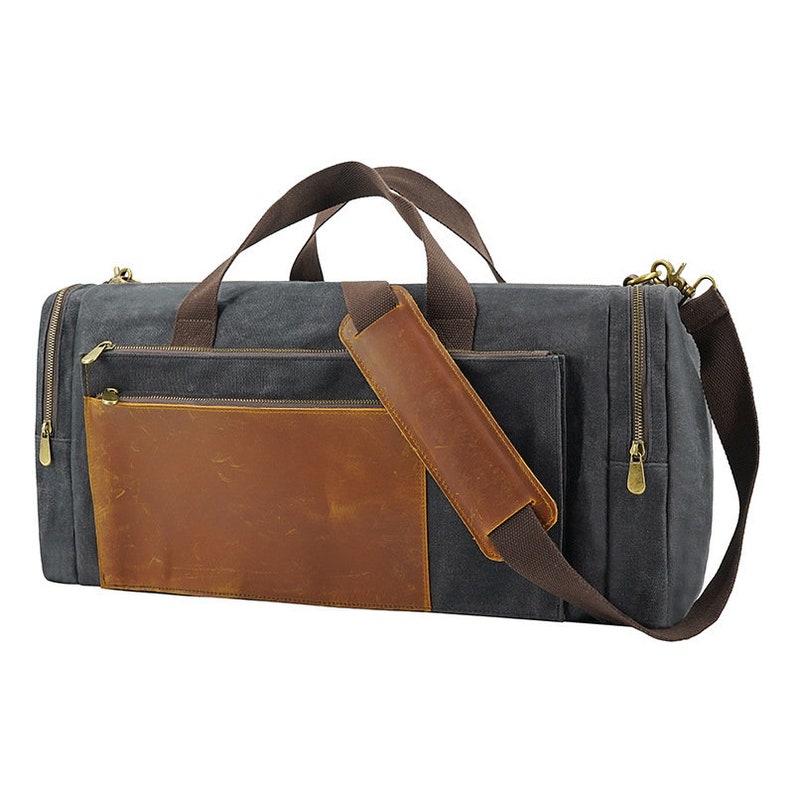 Canvas Duffel Bag, Waxed Canvas Weekend Duffle Bag, Overnight Travel