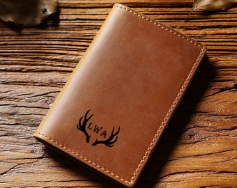 Personalized Leather Card Holder Wallet, Monogrammed Gift