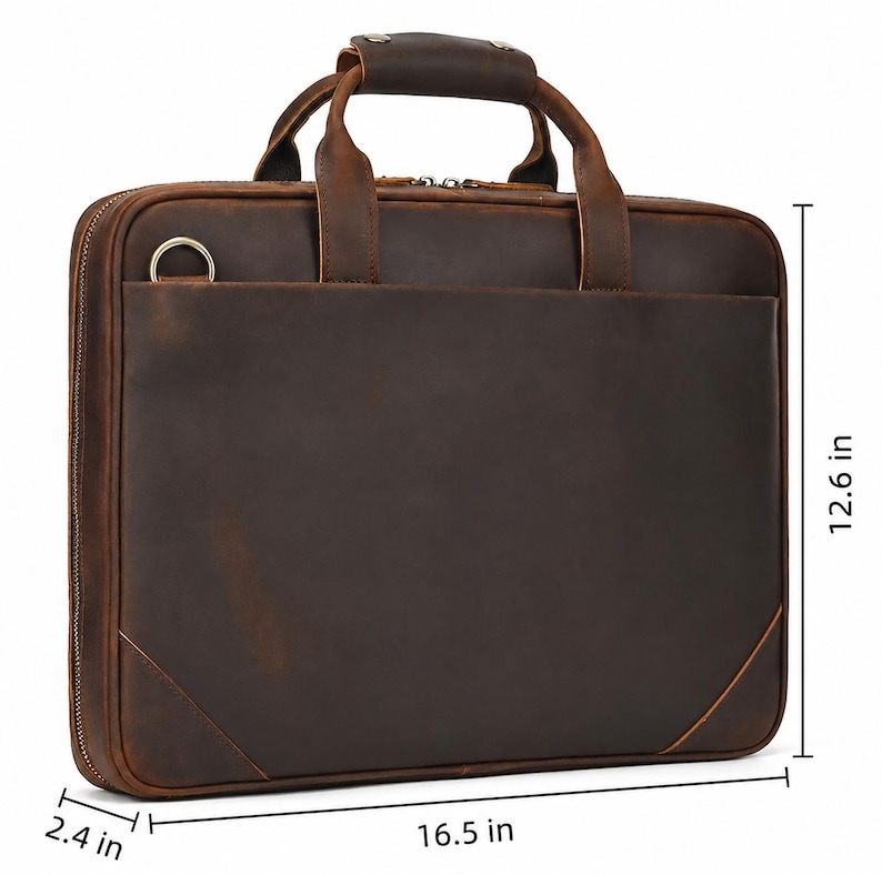 Personalized Business Leather Briefcase, Vintage Leather Work Laptop ...